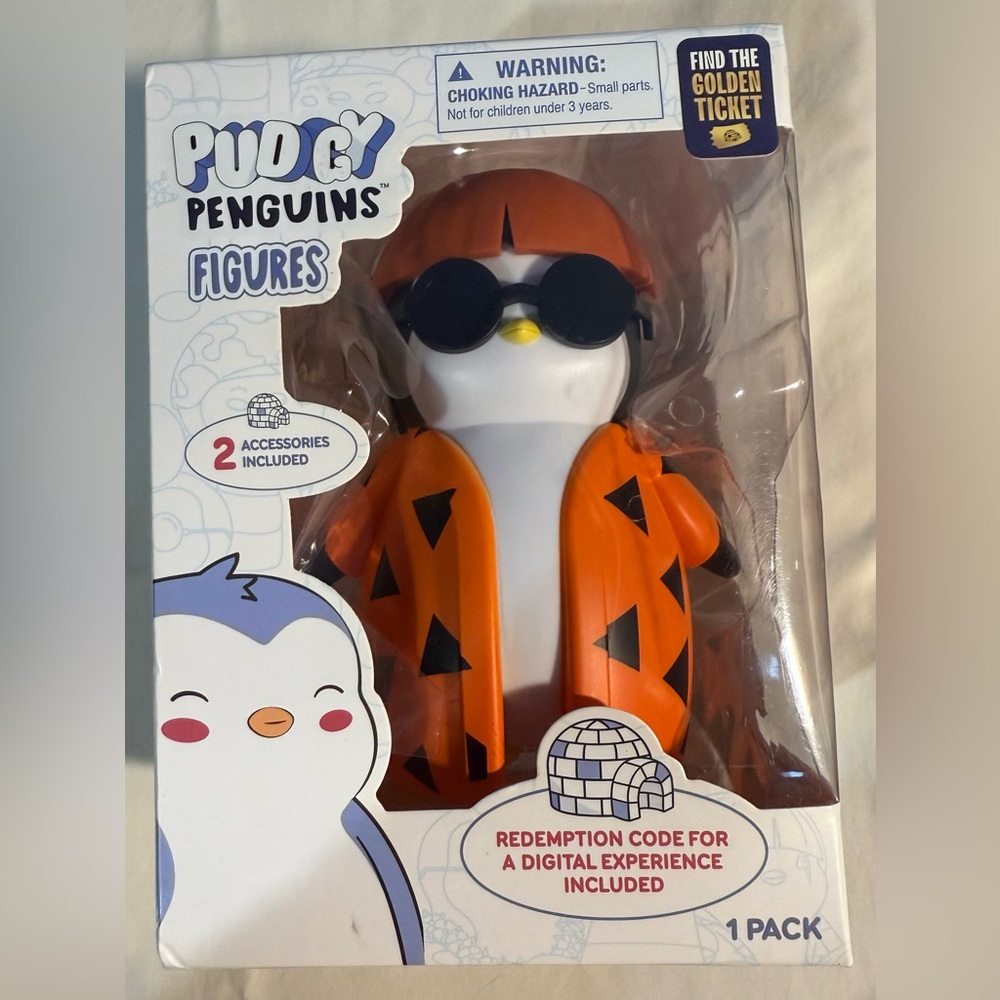 Action Figure Pudgy Penguins 4.5” Orange and Black Find The Golden Ticket